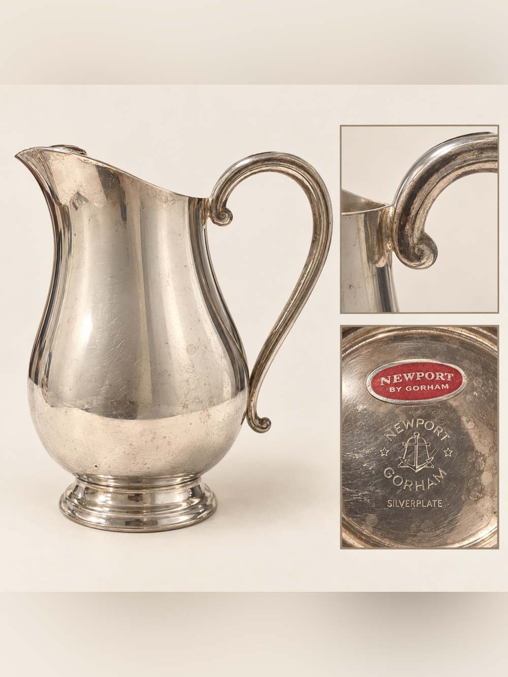 Vintage Silver Played Newport Pitcher -circa 1950